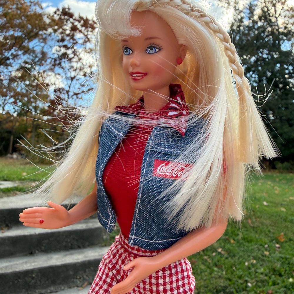 Coca-Cola Barbie Doll with Red and Denim Outfit